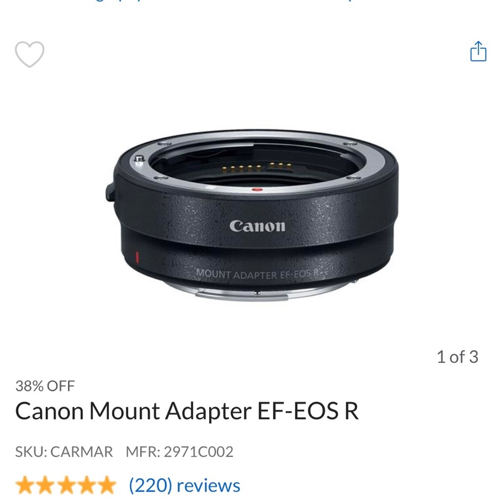 Canon Mount Adapter EF-EOS R. Like new.